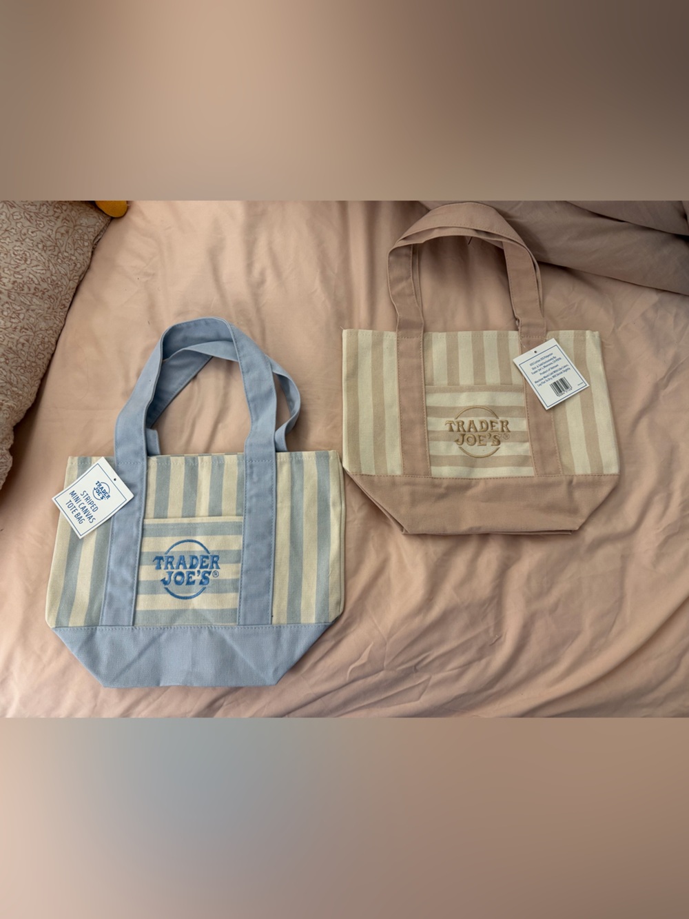 2 Trader Joe’s Mini Striped Totes